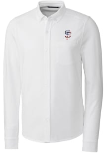 Cutter and Buck San Francisco Giants Mens White Advantage Tri-Blend Pique Long Sleeve Dress Shir..
