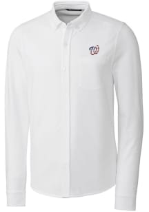 Cutter and Buck Washington Nationals Mens White Advantage Tri-Blend Pique Long Sleeve Dress Shir..
