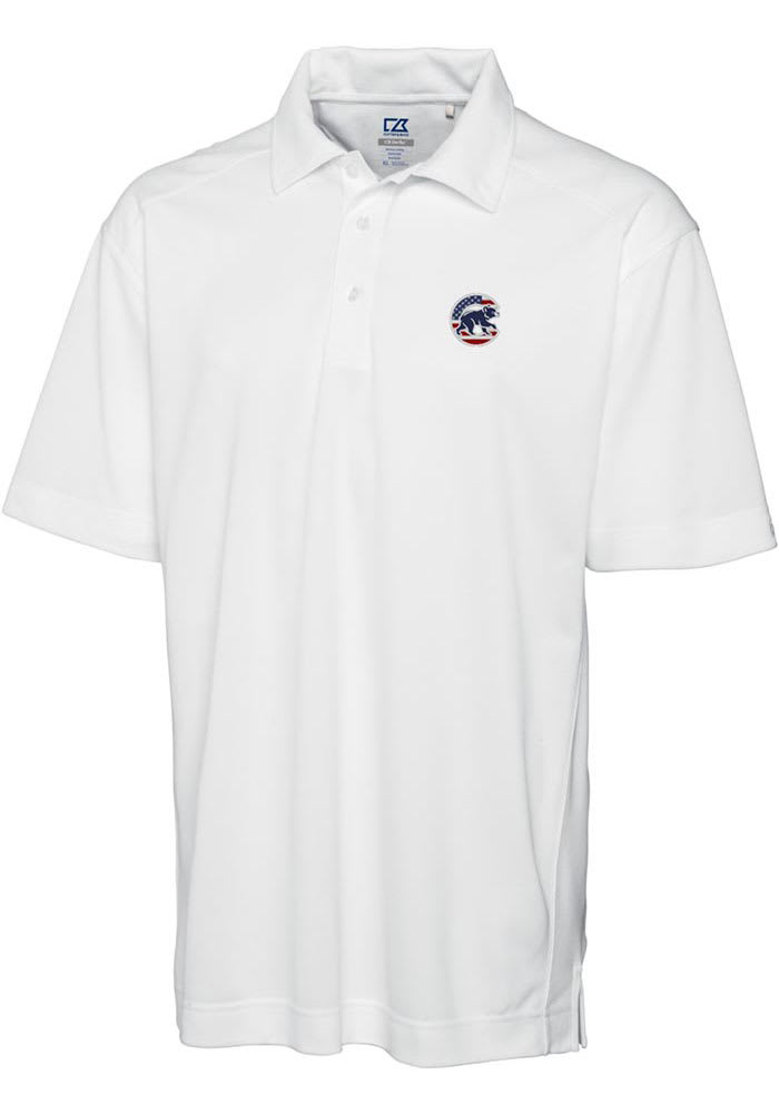 Chicago Cubs Cutter & Buck Forge Heathered Stripe Stretch Mens Polo