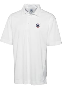 Cutter and Buck Chicago Cubs Mens White Drytec Genre Textured Short Sleeve Polo