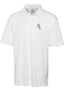 Cutter and Buck Chicago White Sox Mens White Drytec Genre Textured Short Sleeve Polo