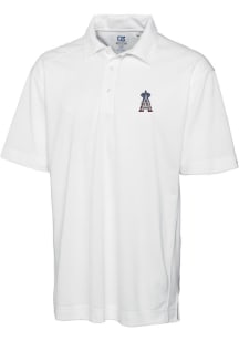 Cutter and Buck Los Angeles Angels Mens White Drytec Genre Textured Short Sleeve Polo