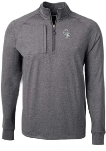 Cutter and Buck Colorado Rockies Mens Black City Connect Adapt Eco Knit Big and Tall 1/4 Zip Pul..