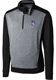 Cutter and Buck Northwestern Wildcats Mens Black Replay Long Sleeve 1/4 Zip Pullover