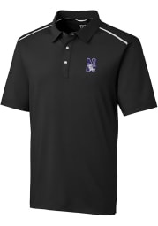Cutter and Buck Northwestern Wildcats Mens Black Fusion Short Sleeve Polo