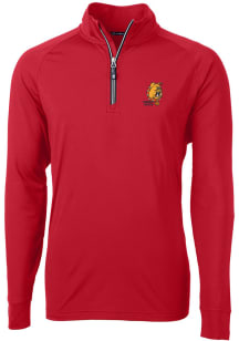 Cutter and Buck Ferris State Bulldogs Mens Red Adapt Stretch Long Sleeve 1/4 Zip Pullover