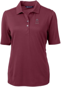 Cutter and Buck Los Angeles Angels Womens Red Virtue Eco Pique Short Sleeve Polo Shirt