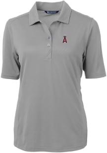 Cutter and Buck Los Angeles Angels Womens Grey Virtue Eco Pique Short Sleeve Polo Shirt