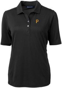 Cutter and Buck Pittsburgh Pirates Womens Black Virtue Eco Pique Short Sleeve Polo Shirt