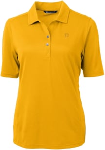 Cutter and Buck Pittsburgh Pirates Womens Gold Virtue Eco Pique Short Sleeve Polo Shirt