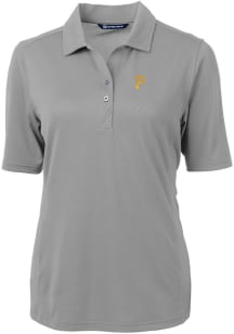 Cutter and Buck Pittsburgh Pirates Womens Grey Virtue Eco Pique Short Sleeve Polo Shirt