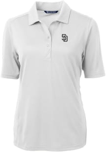 Cutter and Buck San Diego Padres Womens White Virtue Eco Pique Short Sleeve Polo Shirt