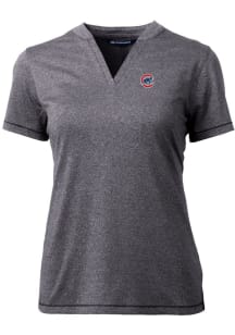 Cutter and Buck Chicago Cubs Womens Charcoal Forge Blade Short Sleeve T-Shirt