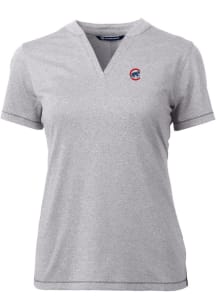 Cutter and Buck Chicago Cubs Womens Grey Forge Blade Short Sleeve T-Shirt