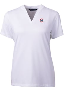 Cutter and Buck Chicago Cubs Womens White Forge Blade Short Sleeve T-Shirt