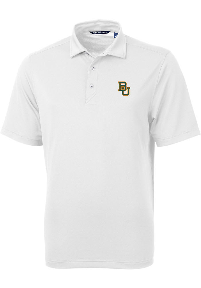 Cutter and Buck Baylor Bears Mens White Virtue Short Sleeve Polo