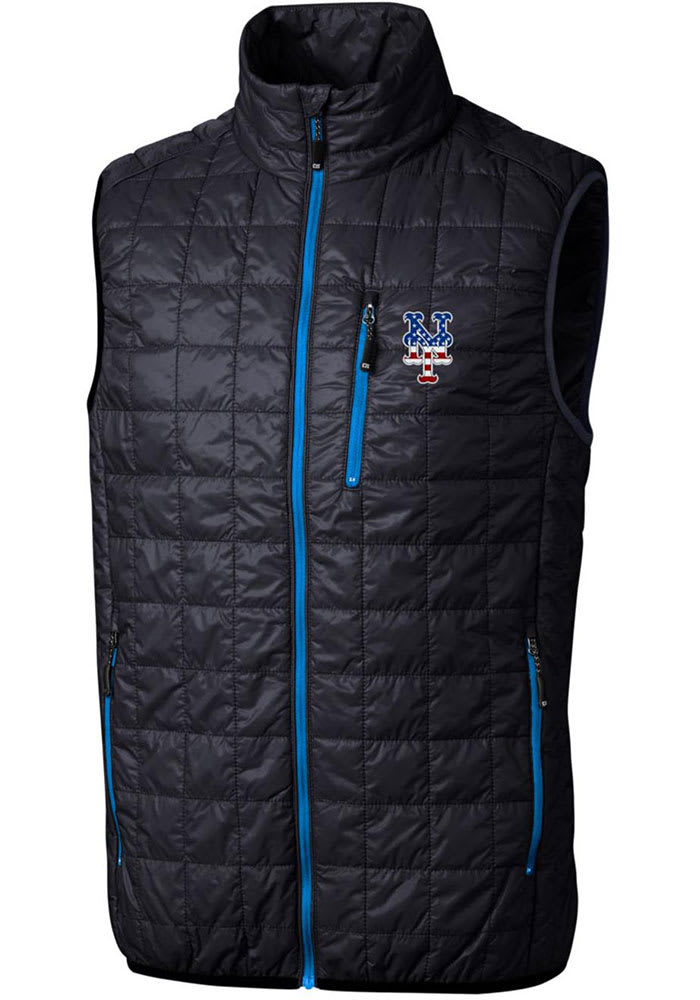 Cutter and Buck New York Mets Mens Navy Blue Rainier PrimaLoft Puffer Sleeveless Jacket