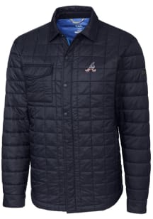 Cutter and Buck Atlanta Braves Mens Navy Blue Rainier PrimaLoft Quilted Outerwear Lined Jacket