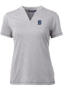 Cutter and Buck Detroit Tigers Womens Grey Forge Blade Short Sleeve T-Shirt
