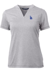 Cutter and Buck Los Angeles Dodgers Womens Grey Forge Blade Short Sleeve T-Shirt