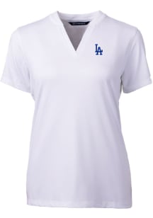 Cutter and Buck Los Angeles Dodgers Womens White Forge Blade Short Sleeve T-Shirt