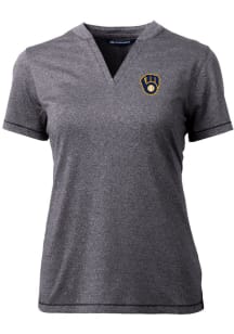 Cutter and Buck Milwaukee Brewers Womens Charcoal Forge Blade Short Sleeve T-Shirt