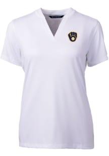 Cutter and Buck Milwaukee Brewers Womens White Forge Blade Short Sleeve T-Shirt