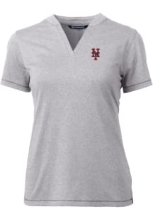 Cutter and Buck New York Mets Womens Grey Forge Blade Short Sleeve T-Shirt