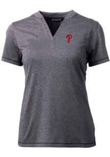 Cutter and Buck Philadelphia Phillies Womens Charcoal Forge Blade Short Sleeve T-Shirt