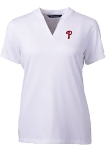 Cutter and Buck Philadelphia Phillies Womens White Forge Blade Short Sleeve T-Shirt