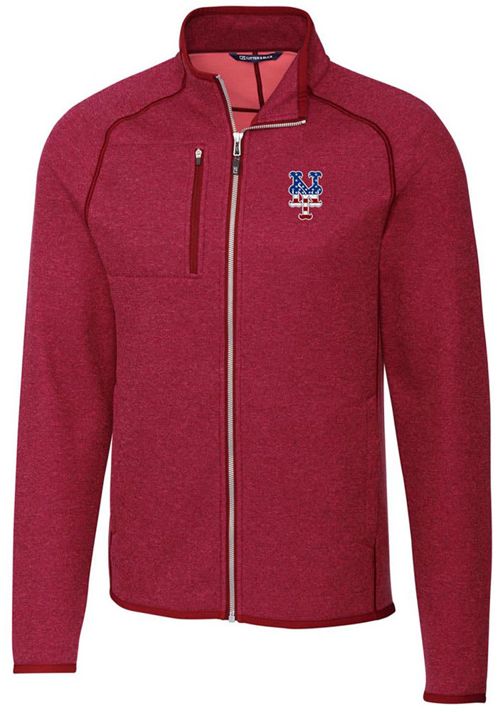 Cutter and Buck New York Mets Mens Red Mainsail Long Sleeve Full Zip Jacket