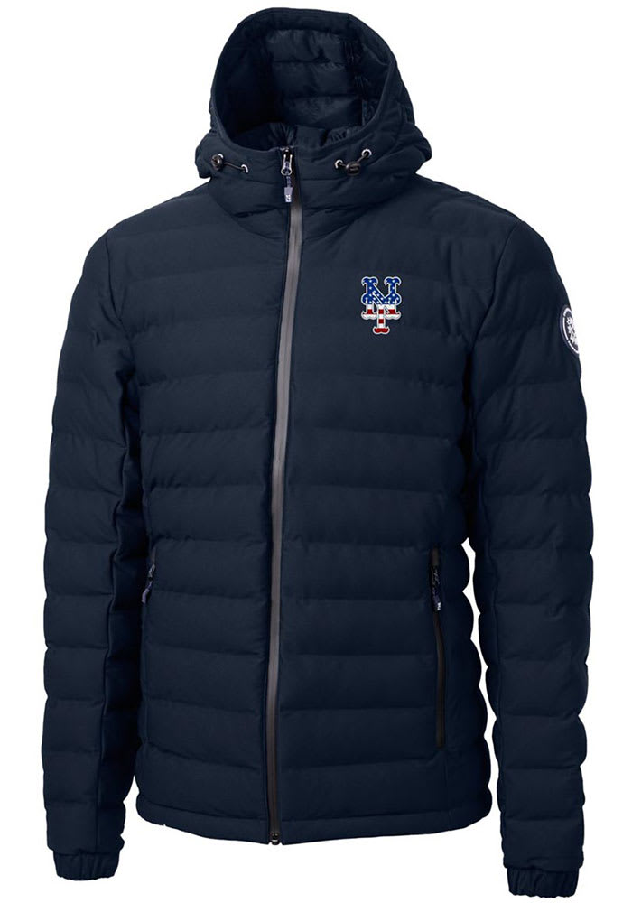 Cutter and Buck New York Mets Mens Navy Blue Mission Ridge Repreve Puffer Filled Jacket