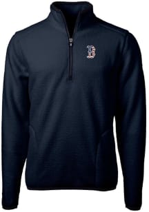Cutter and Buck Boston Red Sox Mens Navy Blue Cascade Eco Sherpa Fleece Long Sleeve 1/4 Zip Pull..
