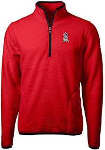 Cutter and Buck Los Angeles Angels Mens Red Cascade Eco Sherpa Fleece Long Sleeve Qtr Zip Pullover