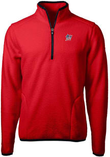 Cutter and Buck Miami Marlins Mens Red Cascade Eco Sherpa Fleece Long Sleeve 1/4 Zip Pullover