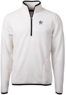 Cutter and Buck Miami Marlins Mens White Cascade Eco Sherpa Fleece Long Sleeve 1/4 Zip Pullover