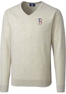 Cutter and Buck Boston Red Sox Mens Oatmeal Americana Lakemont Long Sleeve Sweater