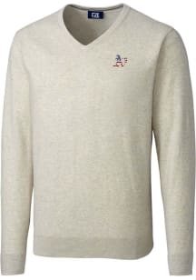 Cutter and Buck Oakland Athletics Mens Oatmeal Lakemont Long Sleeve Sweater