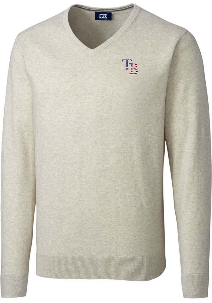 Cutter and Buck Tampa Bay Rays Mens Oatmeal Lakemont Long Sleeve Sweater