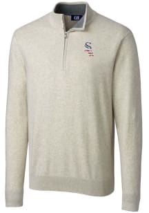 Cutter and Buck Chicago White Sox Mens Oatmeal Americana Lakemont Long Sleeve 1/4 Zip Pullover