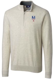 Cutter and Buck New York Mets Mens Oatmeal Lakemont Long Sleeve 1/4 Zip Pullover