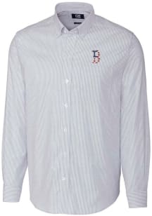 Cutter and Buck Boston Red Sox Mens Light Blue Stretch Oxford Stripe Long Sleeve Dress Shirt