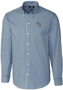 Cutter and Buck Colorado Rockies Mens Navy Blue Easy Care Gingham Long Sleeve Dress Shirt