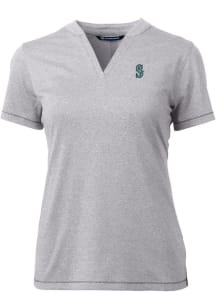 Cutter and Buck Seattle Mariners Womens Grey Forge Blade Short Sleeve T-Shirt