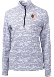Cutter and Buck Baltimore Orioles Womens Charcoal Traverse Camo 1/4 Zip Pullover