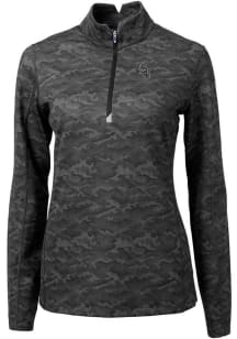 Cutter and Buck Chicago White Sox Womens Black Traverse Camo 1/4 Zip Pullover