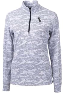 Cutter and Buck Chicago White Sox Womens Charcoal Traverse Camo 1/4 Zip Pullover