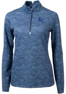 Cutter and Buck Kansas City Royals Womens Navy Blue Traverse Camo 1/4 Zip Pullover