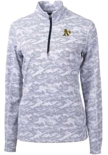 Cutter and Buck Oakland Athletics Womens Charcoal Traverse Camo 1/4 Zip Pullover