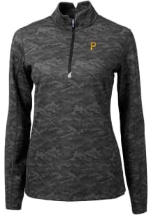 Cutter and Buck Pittsburgh Pirates Womens Black Traverse Camo 1/4 Zip Pullover